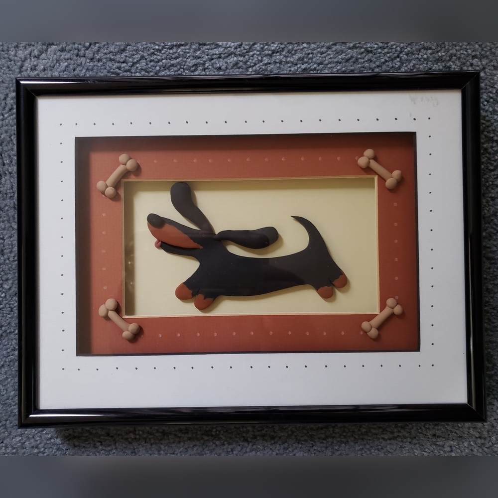 Anne Klocko Polymer Clay 3D Framed Artwork "Happy Dachshund" - Picture 13 of 14